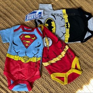 NWT Justice League Onesie set of 3 Marvel Disney - Batman, Superman & Flash 3-6M